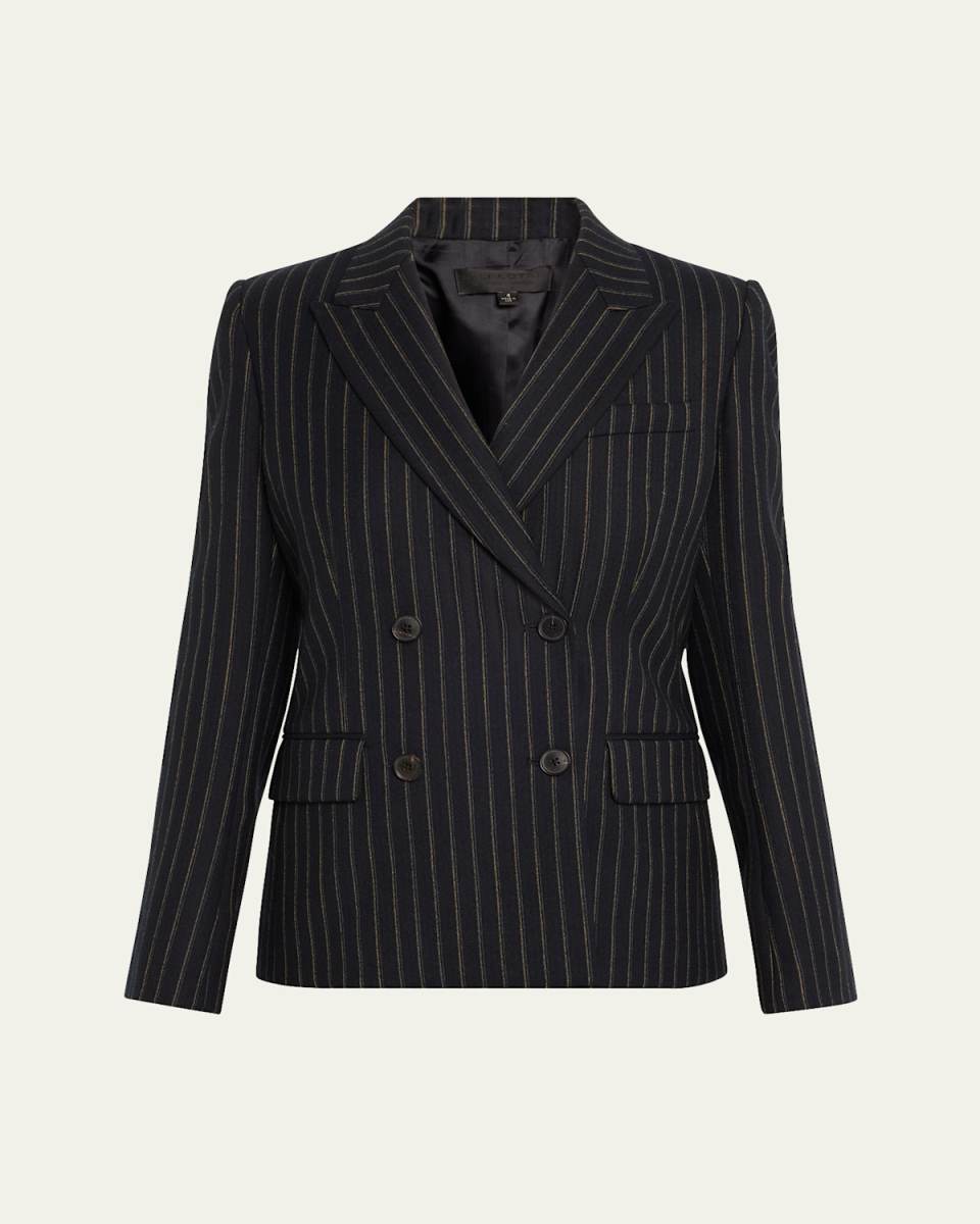 Veda Pinstripe Double-Breasted Wool Jacket